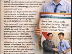 Tolak MBG, Siswa SMK NU di Kudus Surati Presiden Prabowo Minta Anggaran Dialihkan untuk Kesejahteraan Guru